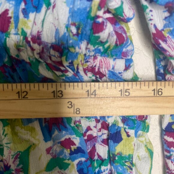 So Good For Life Top XL Blue‎ Floral Long Sleeve Square Neck Peplum Babydoll NEW - Picture 11 of 13